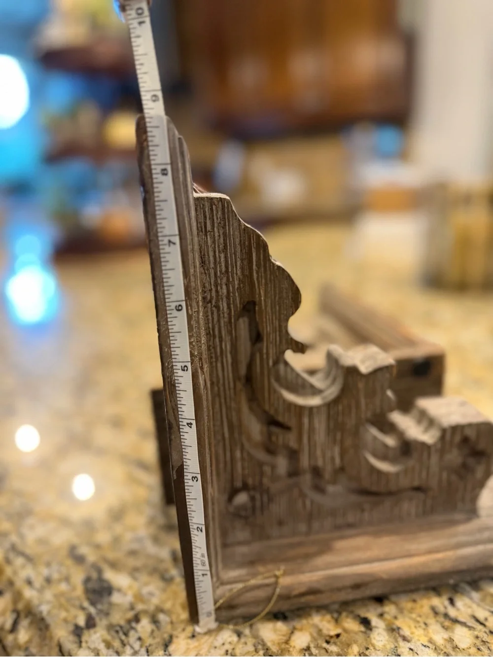 Rustic Brown Carved Wood Bookends - Pair